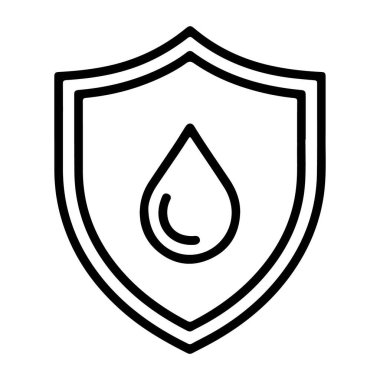 İçinde su damlası olan basit bir siyah beyaz çizgi resim simgesi..