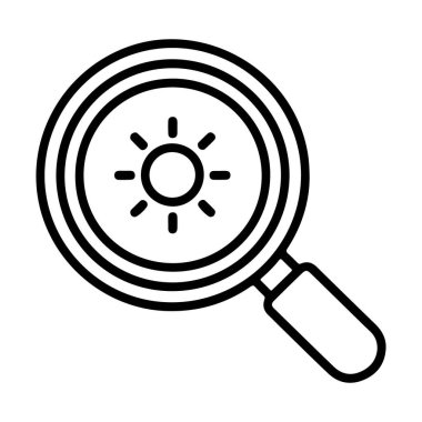 Bir güneş sembolüne odaklanmış bir büyüteç çizimi.