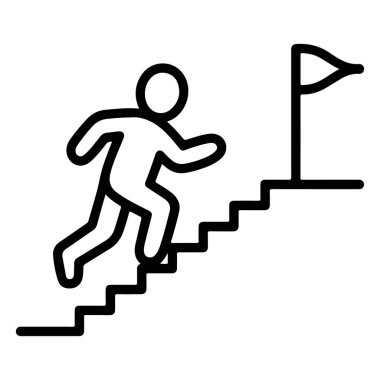 En üstteki bayrağa ulaşmak için merdivenlerden koşarak çıkan birinin basit bir çizgisi..