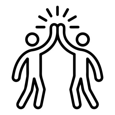 Birbirine coşkuyla beşlik çakan iki çöp figürünün basit bir çizgisi..