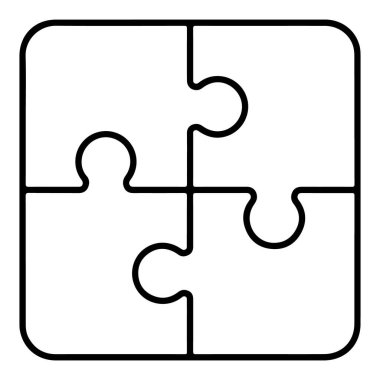 Birbirine bağlı dört yapboz parçasından oluşan bir minimalist anahat bir kare oluşturuyor..