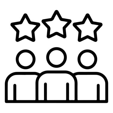 Üzerinde üç yıldız bulunan üç stilize figürün ana hatları..