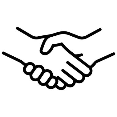 Minimalist bir siyah beyaz çizgi bir tokalaşmayı simgeleyen, ortaklığı ve güveni simgeleyen, iki eli birbirine kenetleyen.