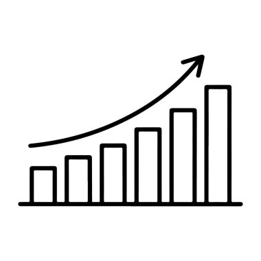 Olumlu ve zamanla artan bir eğilimi gösteren bir okla el çizimi bar tablosu.