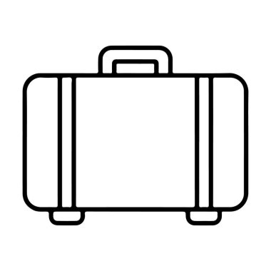 Seyahat valizinin minimalist siyah beyaz çizgisi. Yolculuk için hazır..