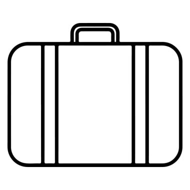 Geleneksel bir valizin minimalist siyah beyaz çizgisi, seyahat temaları için mükemmel..