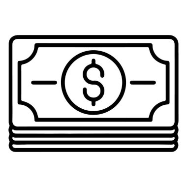 Para ve finansmanı temsil eden bir tomar paranın minimalist siyah beyaz çizgisi..