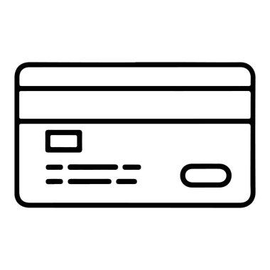 Sayılar için manyetik şerit ve yer tutucu içeren bir kredi kartının minimalist çizimi.
