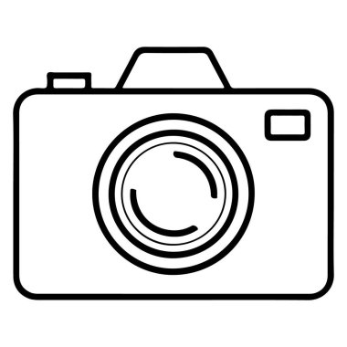 Modern bir dijital kameranın minimalist siyah beyaz çizgisi lenslerini vurguluyor..