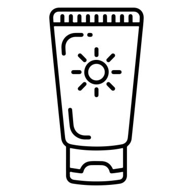 Güneş kreminden bir tüp çizilmiş minimalist siyah beyaz çizgi..