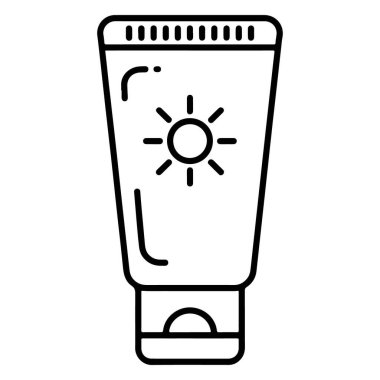 Güneş kremi içeren minimalist siyah beyaz bir çizgi..