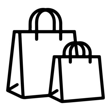 Biri diğerinden büyük iki alışveriş çantasının minimalist çizgisi çizimi..