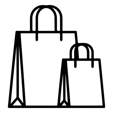 Biri diğerinden daha büyük iki alışveriş çantasının beyaz arka planda minimalist çizimi..