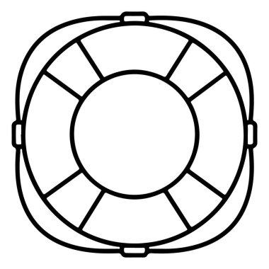 Kurtarma bantları takılı bir can simidi yüzüğünün siyah beyaz çizgisi..