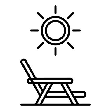 Minimalist siyah beyaz bir çizim ve uzanmış bir şezlong..