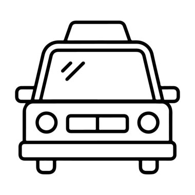 Minimalist siyah beyaz çizgili bir taksi önü, kafa kafaya görünüyor..