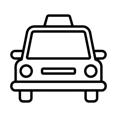 Minimalist siyah beyaz çizgili bir taksi arabası..