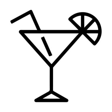 Minimalist siyah beyaz çizgili bir kokteyl pipetli ve narenciyeli..