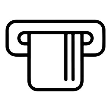 ATM makinesine giren bir kredi kartı tasvir eden minimalist siyah beyaz bir illüstrasyon.