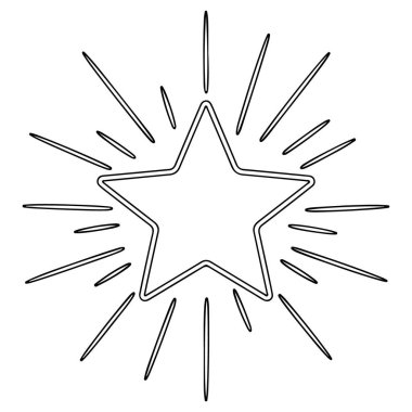 Işık ya da enerjiyi sembolize eden, basit bir siyah beyaz çizimde gösterilen, ışık saçan bir yıldız şekli..