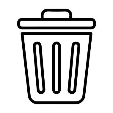 Dijital kullanım için mükemmel kapağı olan bir çöp kutusunun minimalist siyah beyaz çizimi.