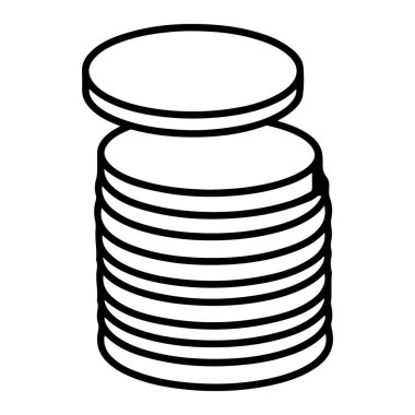 Paraları veya diskleri andıran dairesel nesnelerin el çizimi bir minimalist..