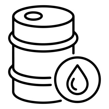 Tek damlası olan dairesel bir ikonun yanında bir yağ varilinin stilize çizimi..