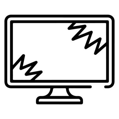 Sivri çizgileri gösteren çatlak bir ekranlı bilgisayar monitörünün çizgi çizimi.