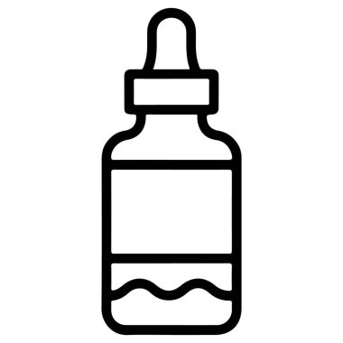 Dalgalı sıvı içeren bir şişenin minimalist siyah beyaz çizimi..