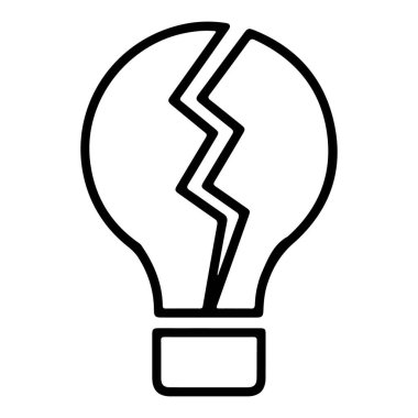 Camında büyük bir çatlak olan bir ampulün basit bir çizgisi..