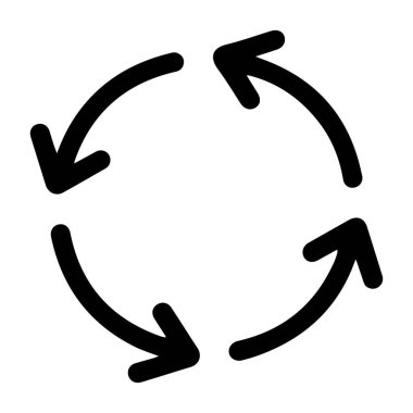 Döngü ve tekrarları temsil eden dört siyah okun minimalist bir çizimi.