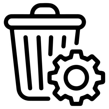 Silme ayarlarını veya seçenekleri sembolize eden, bir çöp kutusunun yanında siyah ve beyaz ana hatlı bir simge.