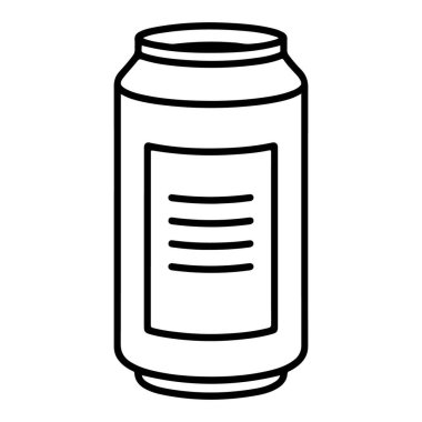 Boş bir soda ya da içecek kutusunun dikdörtgen etiketli minimalist siyah beyaz çizimi.