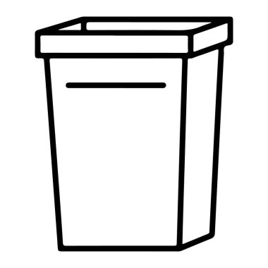 Çeşitli tasarım projeleri için uygun basit bir çöp kutusunun minimalist çizgisi çizimi.