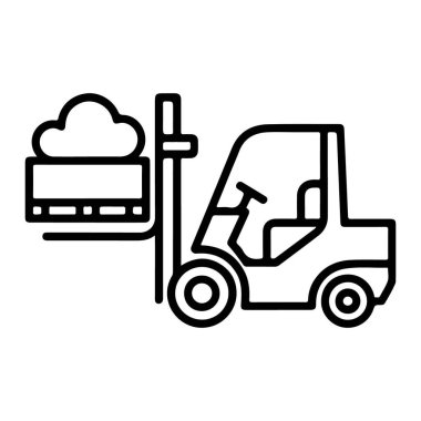 Bulut benzeri bir maddeyle bir paleti kaldıran forklift kamyonunun basit bir çizimi.