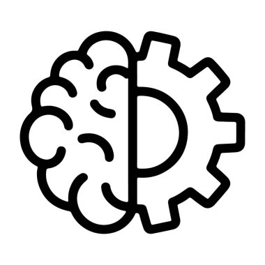 Düşünce ve mekaniğin kesişimini temsil eden, bir beyin anahatını bir dişli ile birleştiren biçimlendirilmiş bir simge.