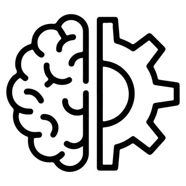 Yarım bir beyin ve yarım bir vitesi gösteren bölünmüş bir görüntü, insan zekası ve makine mühendisliğinin füzyonunu temsil ediyor..