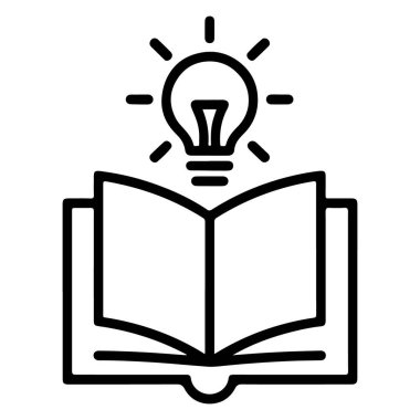 Üzerinde parlak bir ampul olan açık bir kitap, öğrenmeyi ve yeni sezgileri temsil ediyor..