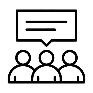 Üç kişilik bir grubu temsil eden bir simge sohbet ya da tartışma.