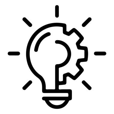 İnovasyon ve mekanik fikirleri temsil eden, ipliğine dişli bir ampulün stilize edilmiş dış hatları..