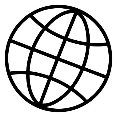 Boylam ve enlemi temsil eden kesişen çizgileri olan bir dünyanın minimalist çizgisi..