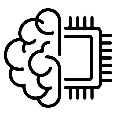 Bir insan beyninin dış hatlarını bilgisayar mikroçipiyle birleştiren bir simge..