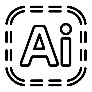 Yuvarlak bir kare kenarındaki yapay zeka harflerinin yer aldığı minimalist bir siyah beyaz simge.