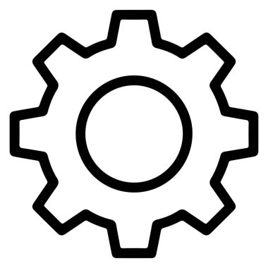 Tek bir dişli dişlinin minimalist siyah beyaz çizgisi.