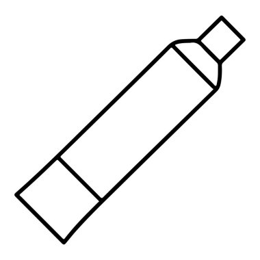 İçindekileri dağıtmaya hazır, kapaklı bir tüpün minimalist siyah beyaz çizimi..