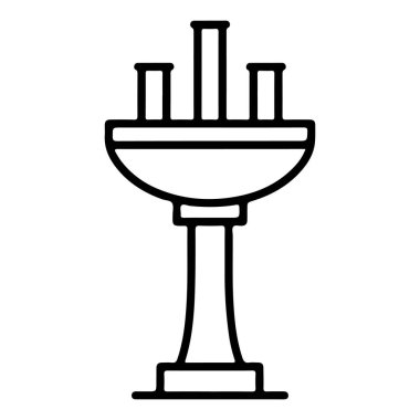 Klasik bir lavabo ve musluğun minimalist siyah beyaz çizgisi..