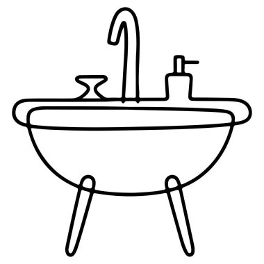 Musluk ve sabun makinesiyle banyo lavabosunun minimalist çizgisi..