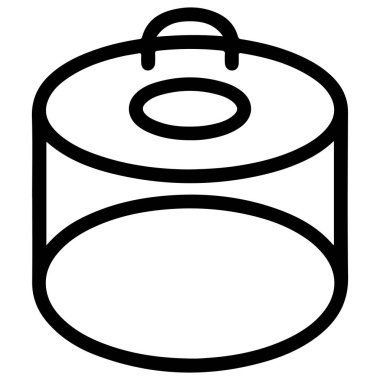 Minimalist siyah beyaz çizgili silindirik bir pasta taşıyıcısının üst saplı.