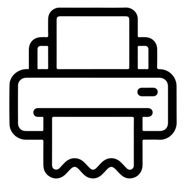 Minimalist bir siyah beyaz çizgi sanat simgesi. Bir yazıcıyı temsil ediyor..