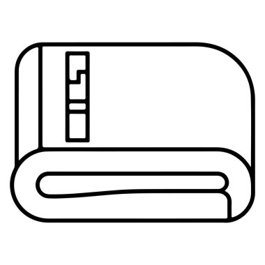 Küçük bir dikdörtgen etiketli, düzgünce katlanmış havlunun minimalist çizgisi..